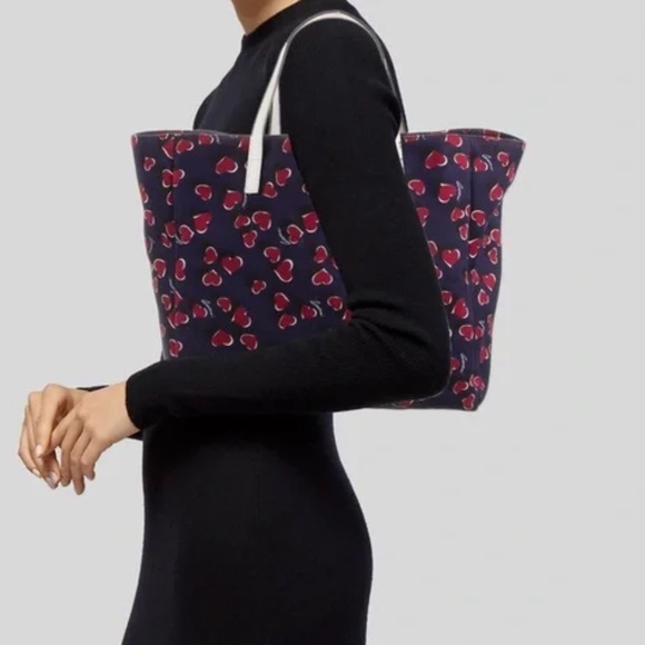 Gucci Handbags - Gucci Blue Canvas - Leather Heartbeat Print Medium Tote Bag